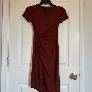 See You Monday Asymmetrical Brown Dress